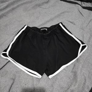 Black /white stripe booty shorts